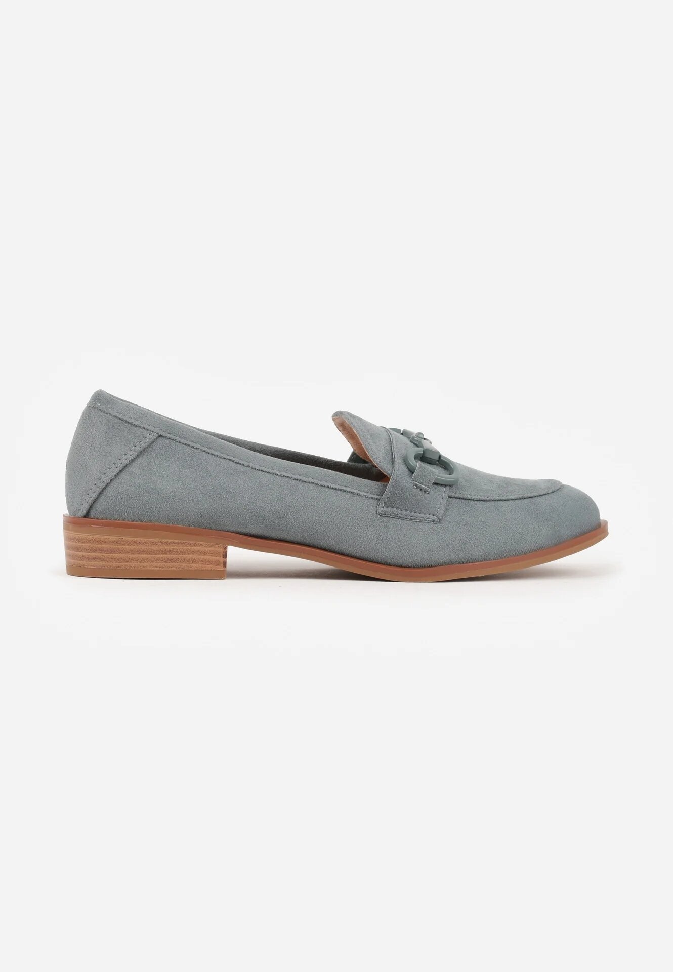 vices Mocasin Verde cu Branț din Piele Naturală Decorat cu Lanț Delariona