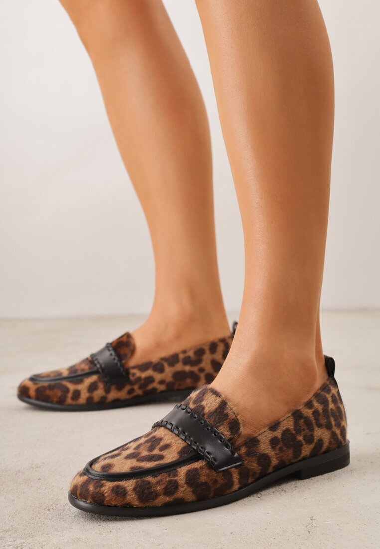 vices Mocasini leopard cu branț din piele naturală și curea cu cusături Fonarrie