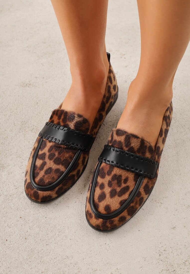 vices Mocasini leopard cu branț din piele naturală și curea cu cusături Fonarrie