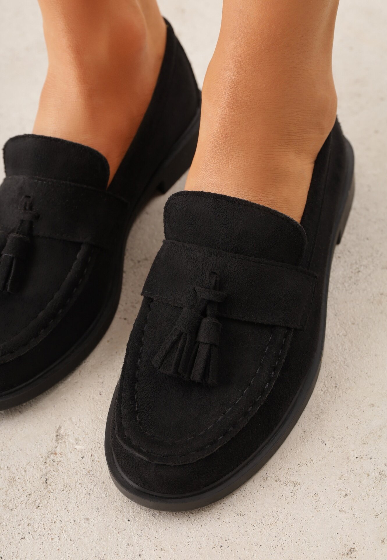 vices Mocasini Negre cu Branț din Piele Naturală Decorate cu Ciucuri Maritune
