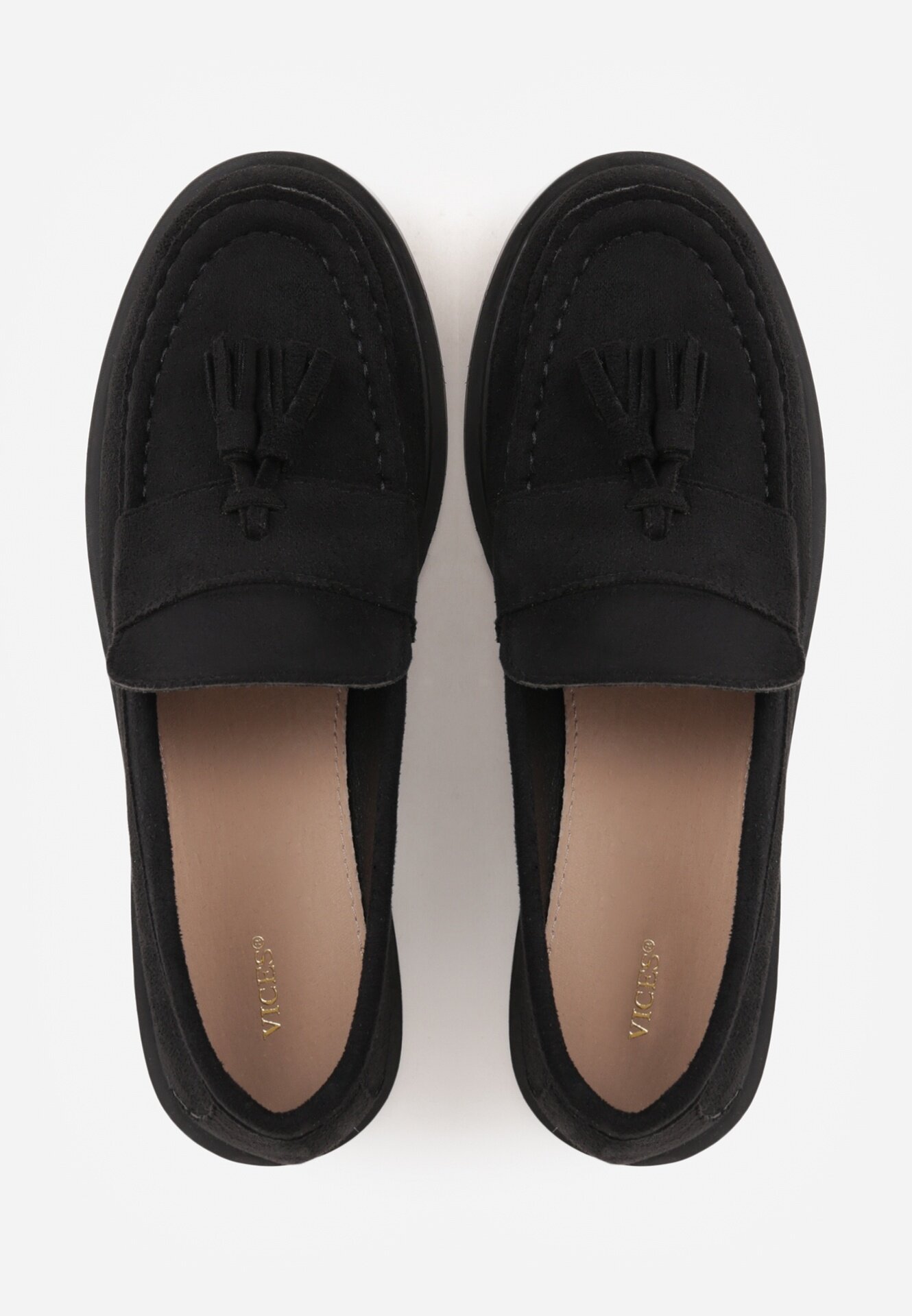vices Mocasini Negre cu Branț din Piele Naturală Decorate cu Ciucuri Maritune