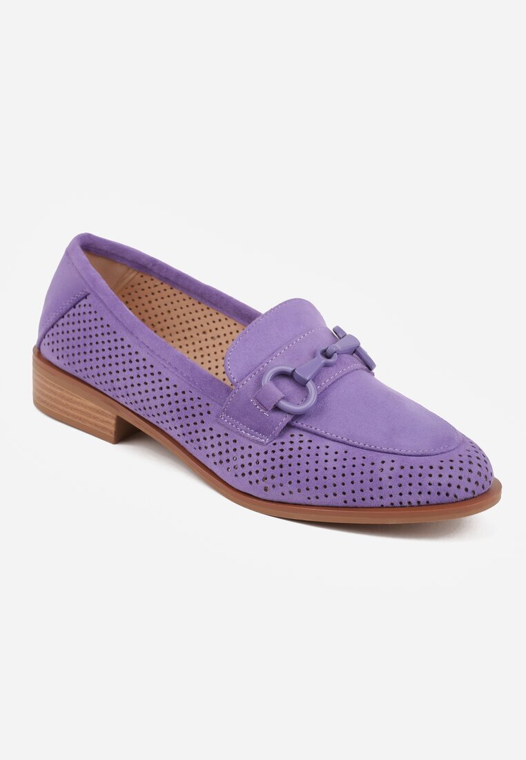 vices Mocasini Violet cu Perforații cu Branț din Piele Naturală Felithria