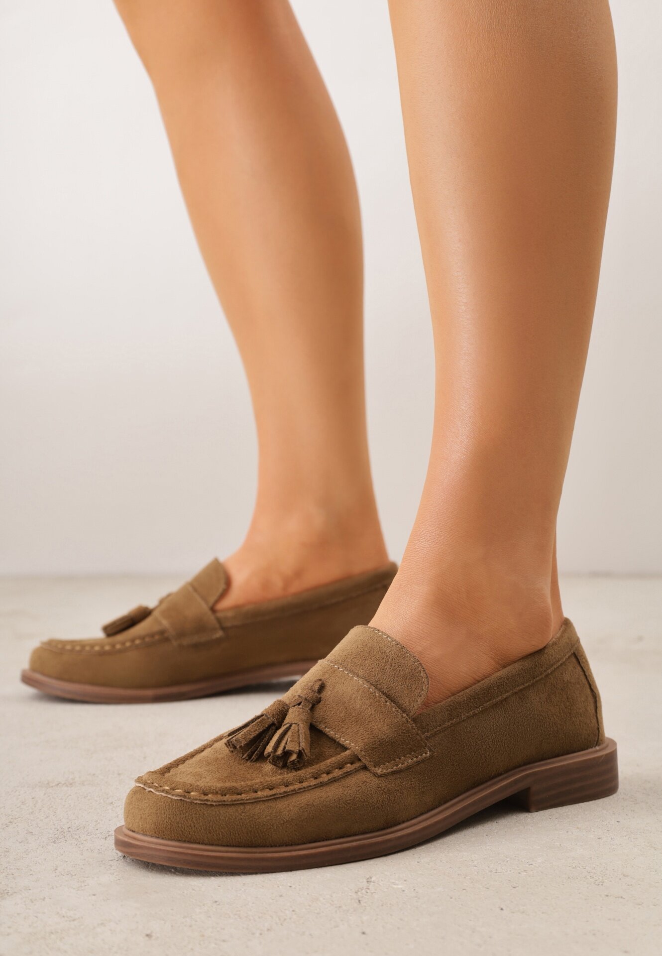 vices Moccasini Bej închis cu Branț din Piele Naturală Decorate cu Ciucuri Maritune