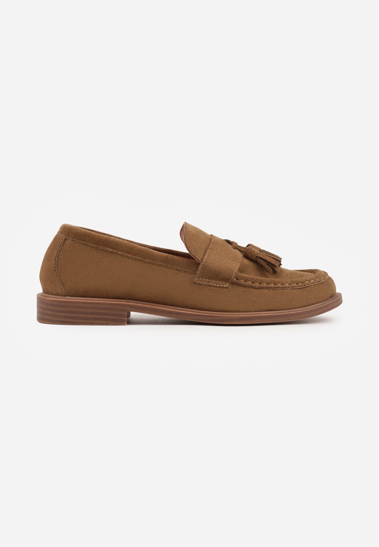 vices Moccasini Bej închis cu Branț din Piele Naturală Decorate cu Ciucuri Maritune
