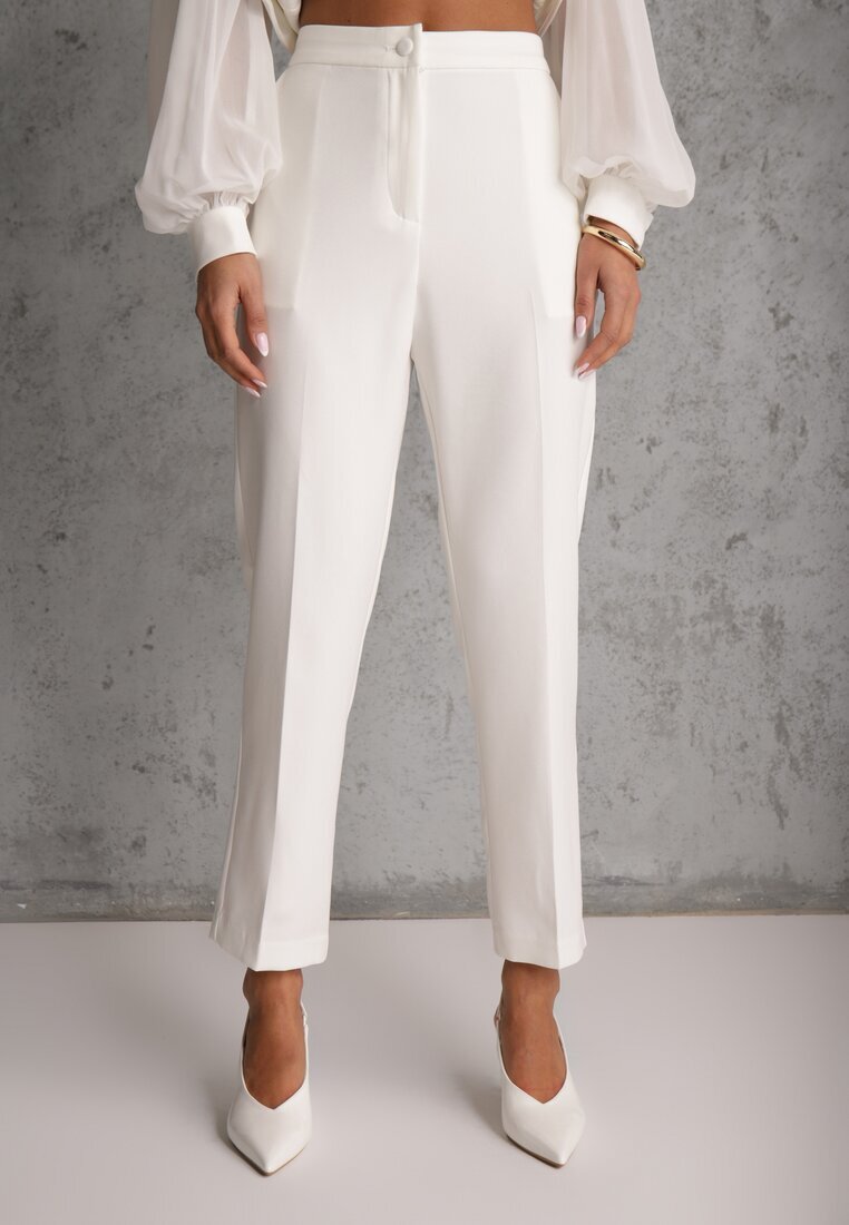 vices Pantaloni Clasici Albi De costum High Waist Dimaia
