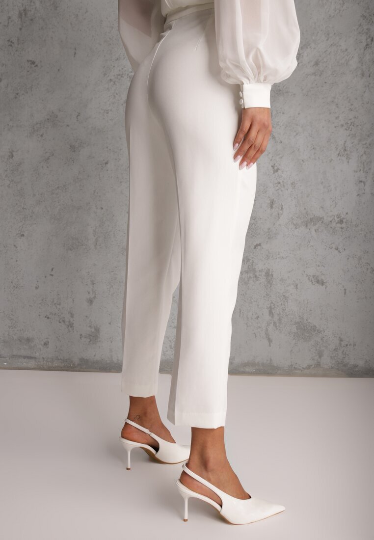 vices Pantaloni Clasici Albi De costum High Waist Dimaia