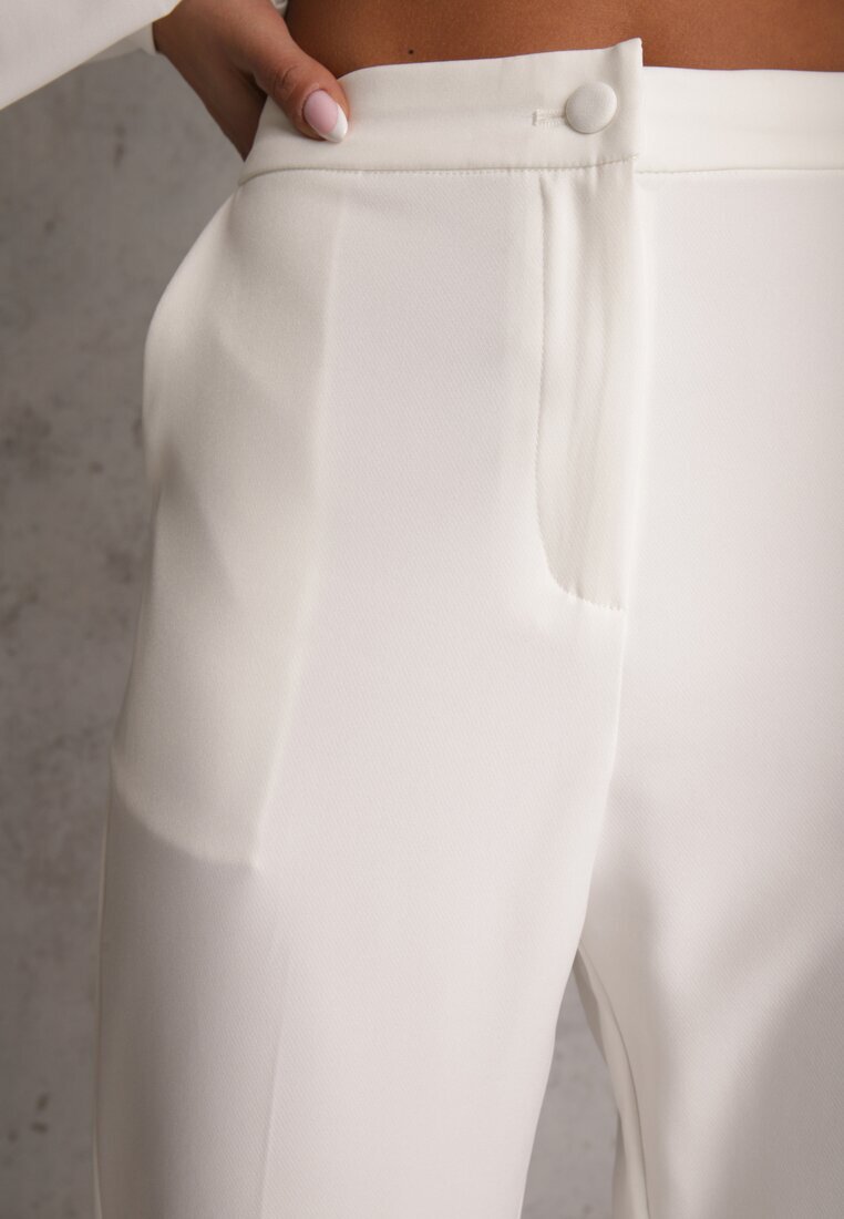 vices Pantaloni Clasici Albi De costum High Waist Dimaia