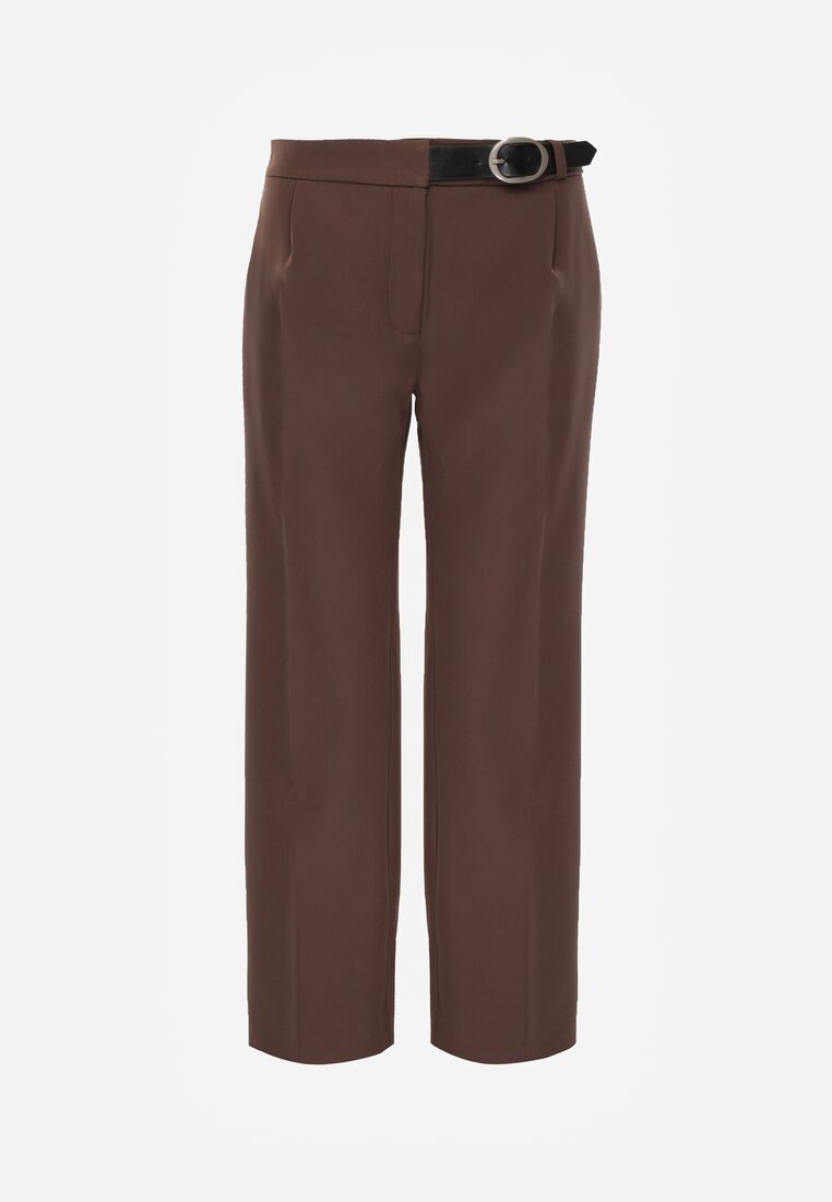 vices Pantaloni de costum Maro cu dungă Decorați cu închidere cu cataramă Azisore