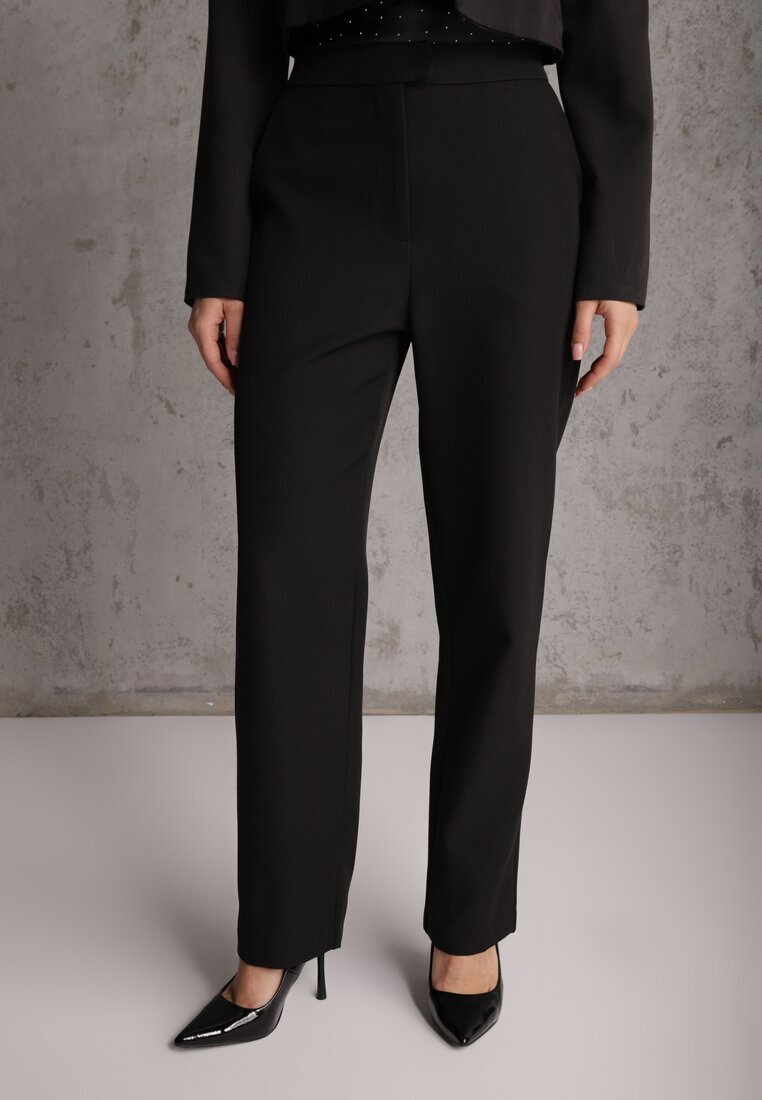 vices Pantaloni de costum Negri Straight Leg High Waist Ariesysh