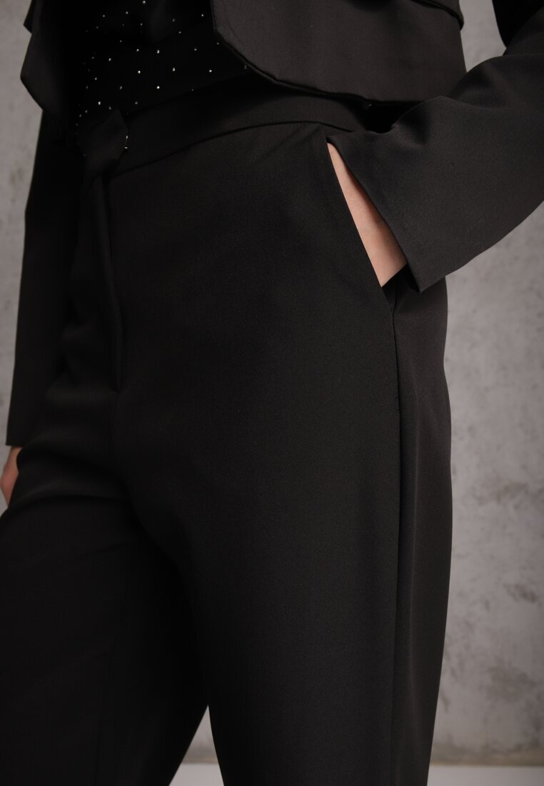 vices Pantaloni de costum Negri Straight Leg High Waist Ariesysh