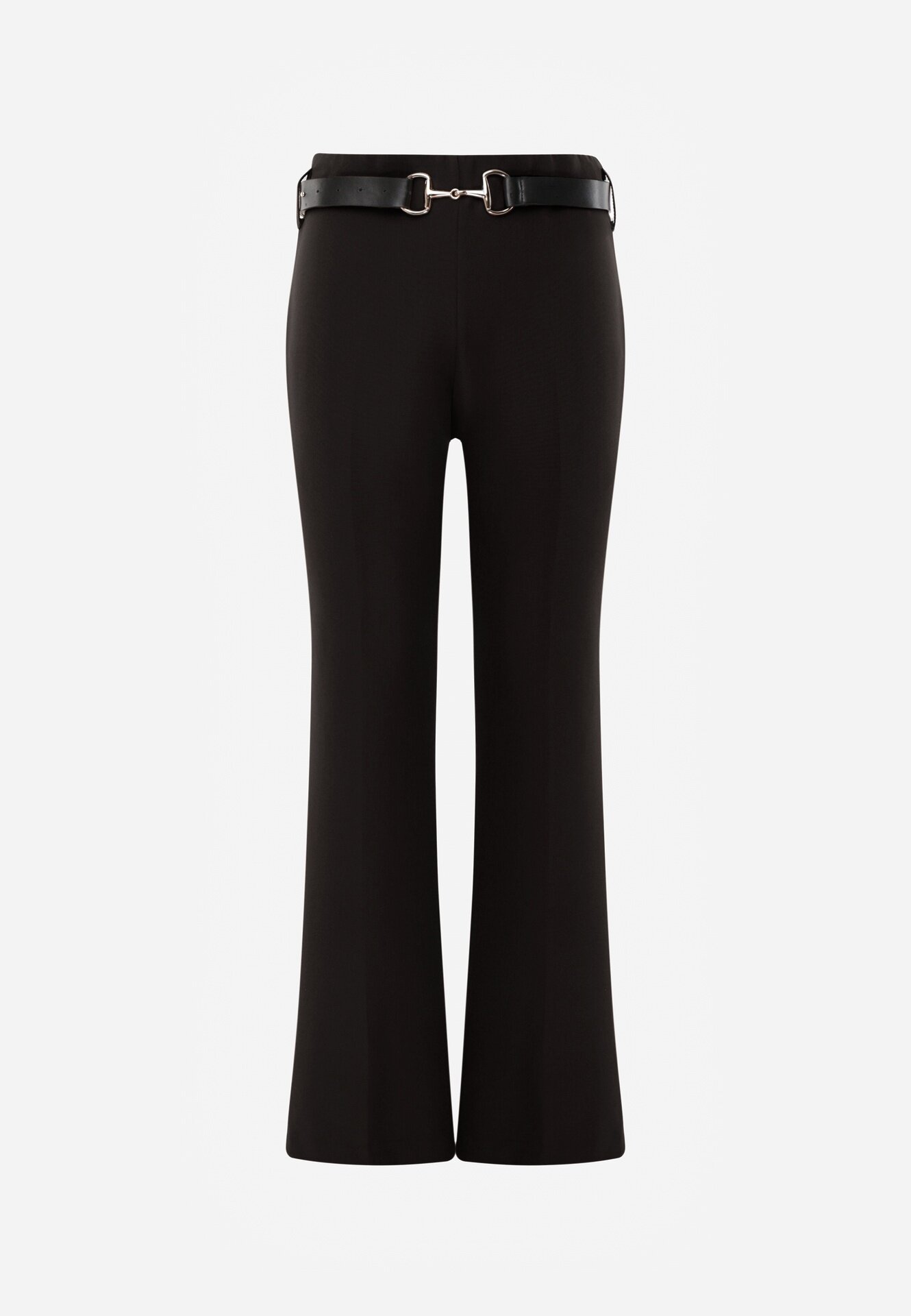 vices Pantaloni eleganți clopot cu curea și cataramă metalică Telepadia Negri