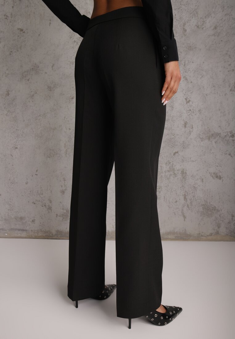vices Pantaloni Negri De Costum Cu Dungă Decorați Cu Închidere Cu Cataramă Azisore