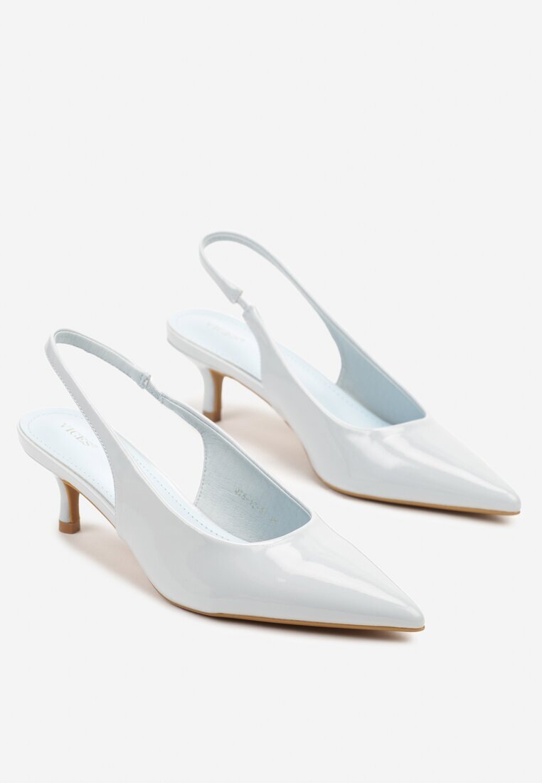 vices Pantoﬁ Albastre Slingback cu Luciu Lăcuit cu Toc Tip Kitten Sonwena