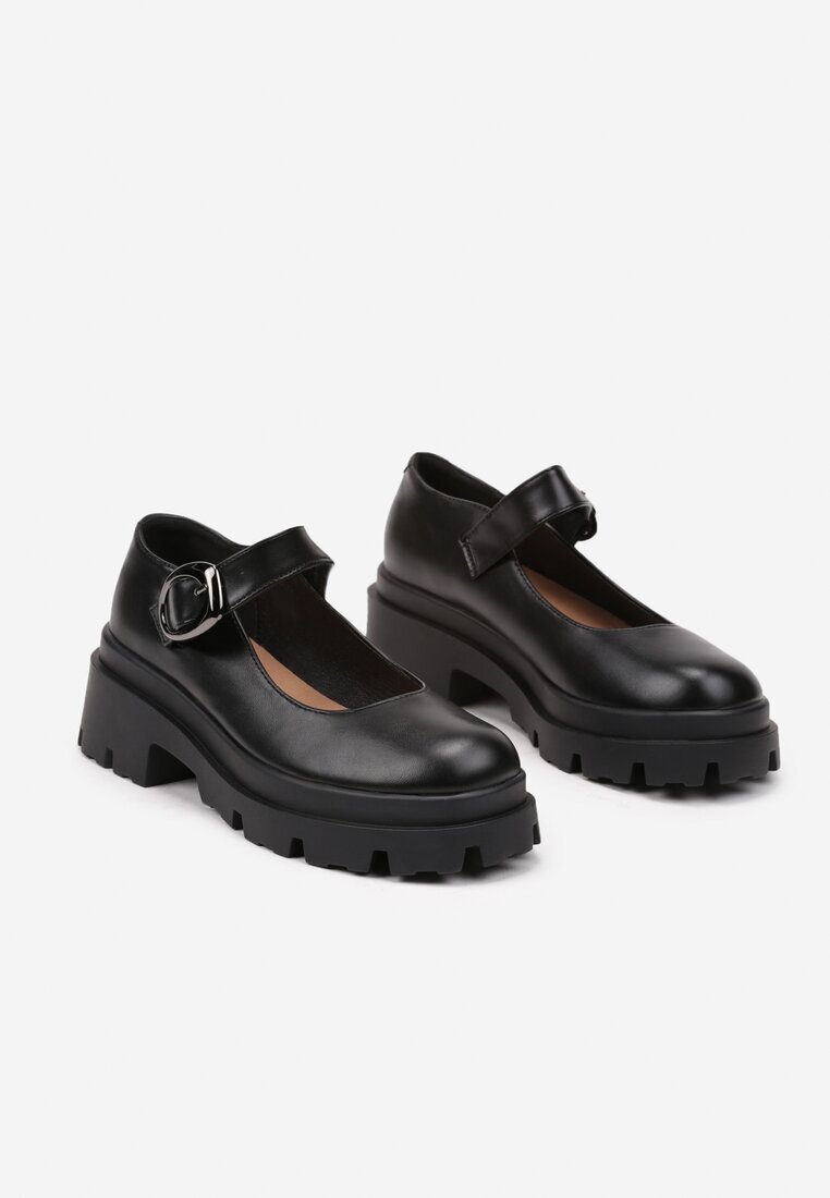 vices Pantofi cu platformă negri stil Mary Jane decorați cu cataramă metalică Zinida