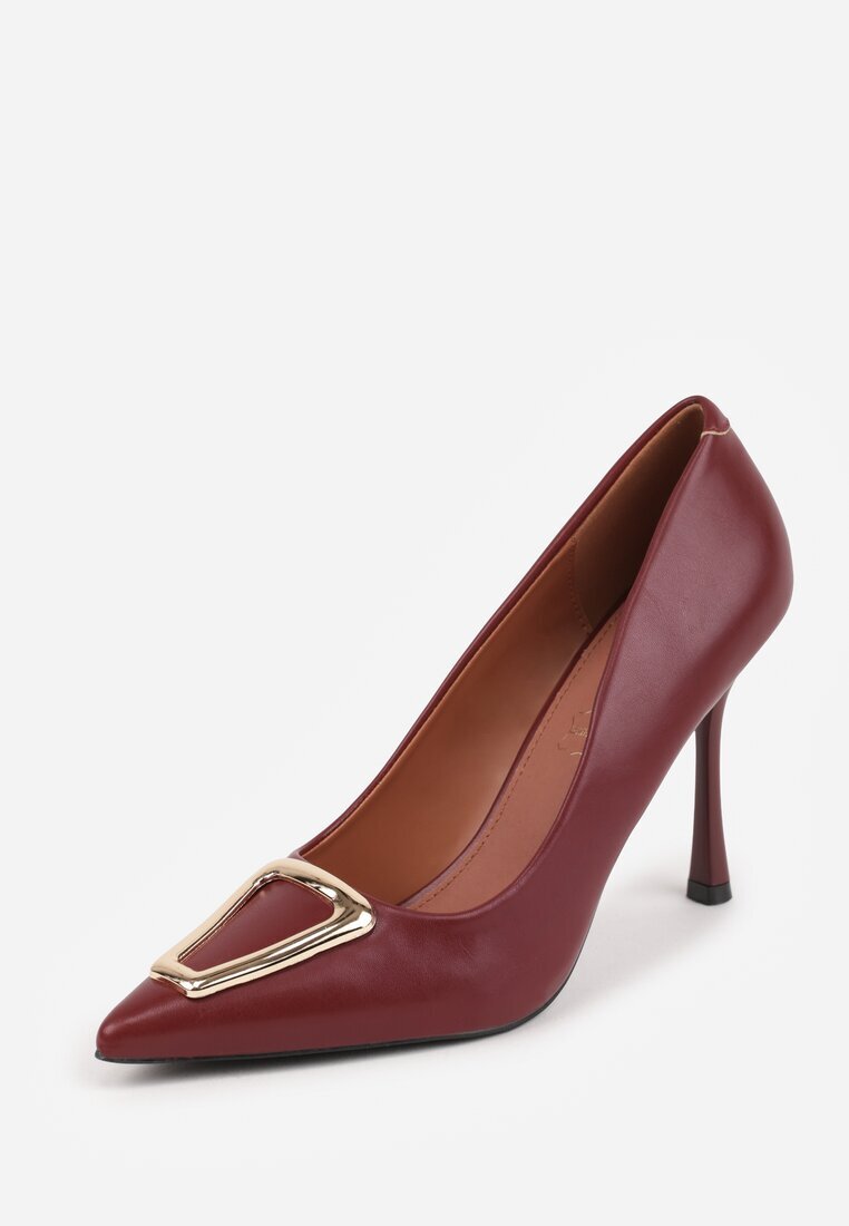 vices Pantofi cu toc Bordeaux cu Branț din Piele Naturală Decorați cu Cataramă Miava