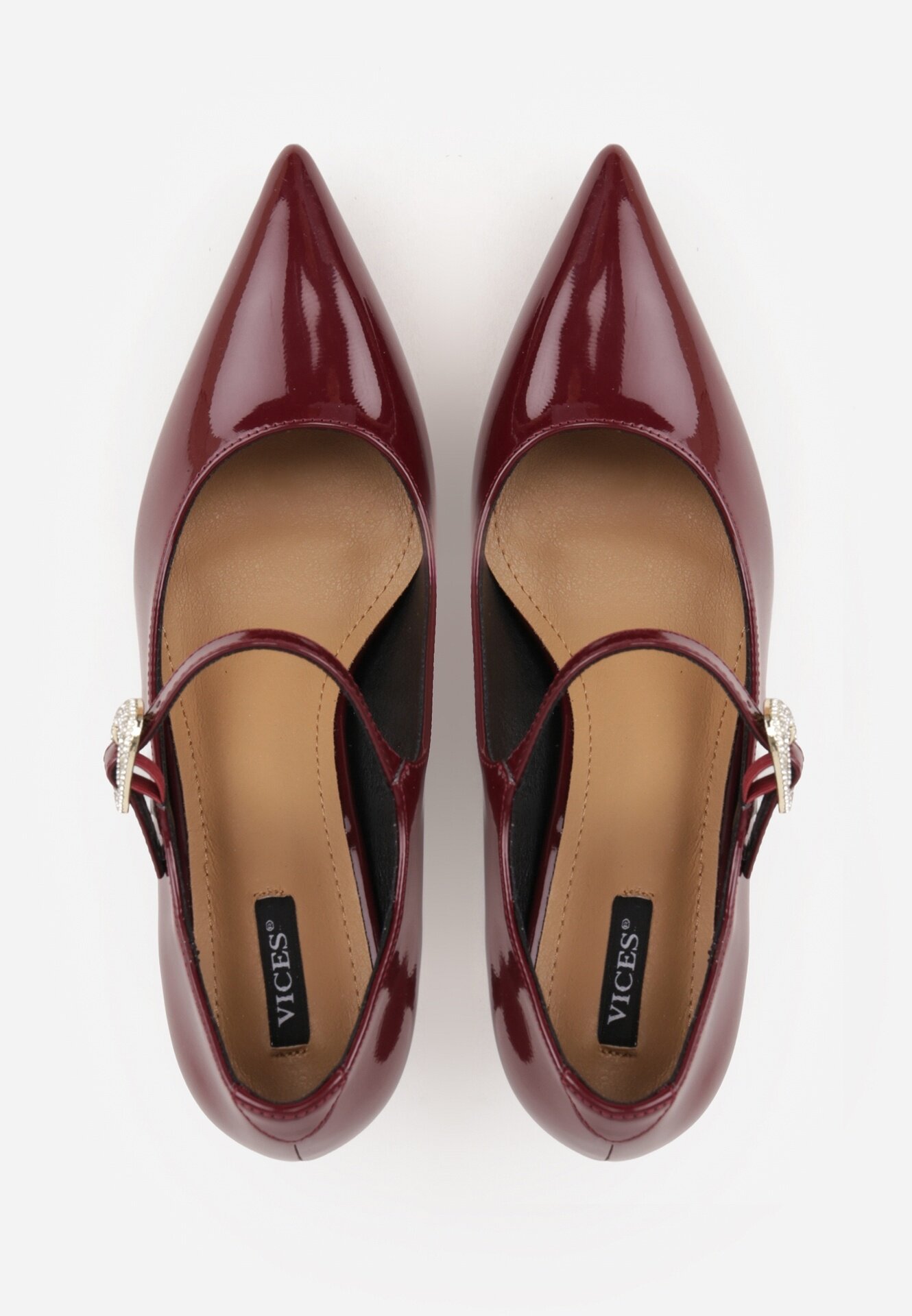 vices Pantofi cu toc Bordeaux stiletto cu baretă cu cataramă Romirida