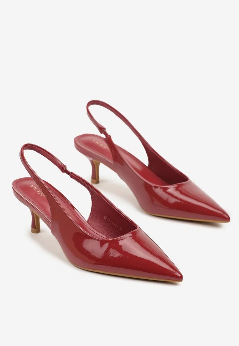 vices Pantofi cu toc Bordo Slingback din lac cu toc kitten Sonwena