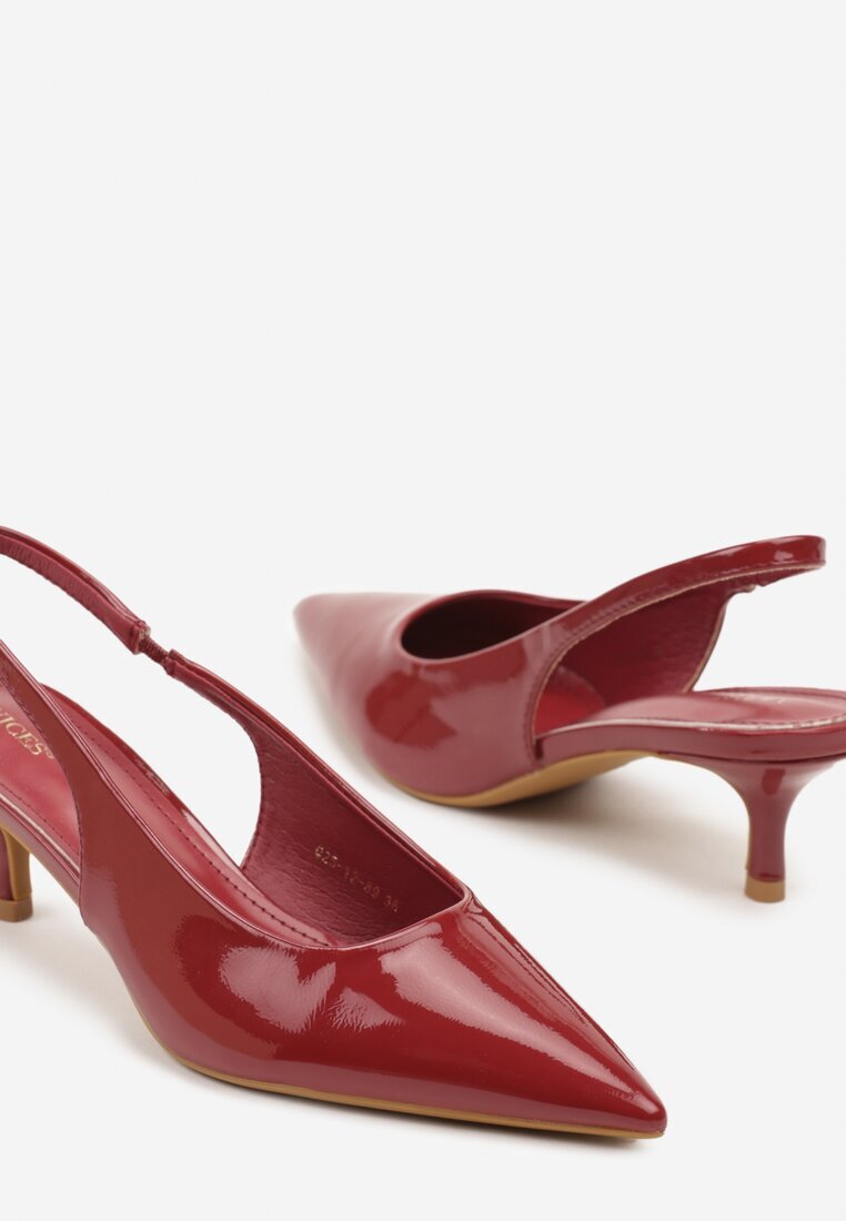 vices Pantofi cu toc Bordo Slingback din lac cu toc kitten Sonwena