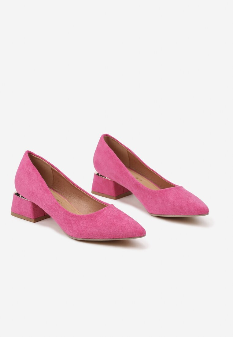 vices Pantofi cu toc fuchsia cu branț din piele și toc bloc jos Firiri