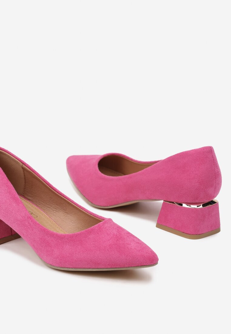 vices Pantofi cu toc fuchsia cu branț din piele și toc bloc jos Firiri