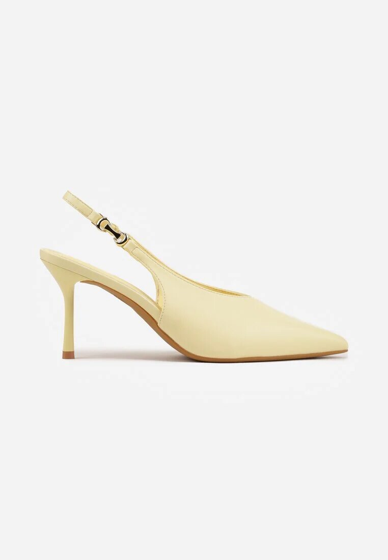 vices Pantofi cu toc galbeni slingback cu decupaj în V tonal