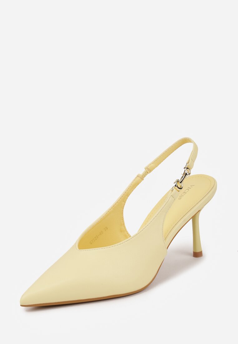 vices Pantofi cu toc galbeni slingback cu decupaj în V tonal