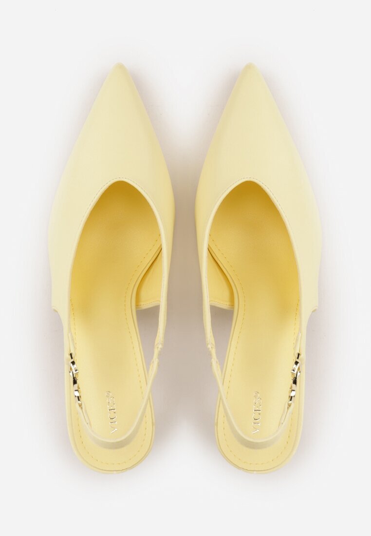 vices Pantofi cu toc galbeni slingback cu decupaj în V tonal