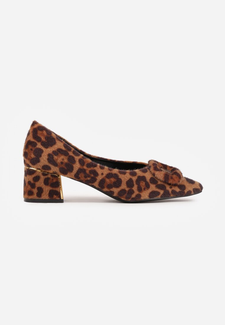vices Pantofi cu toc leopard pe toc bloc cu branț din piele naturală și cataramă Apanelle