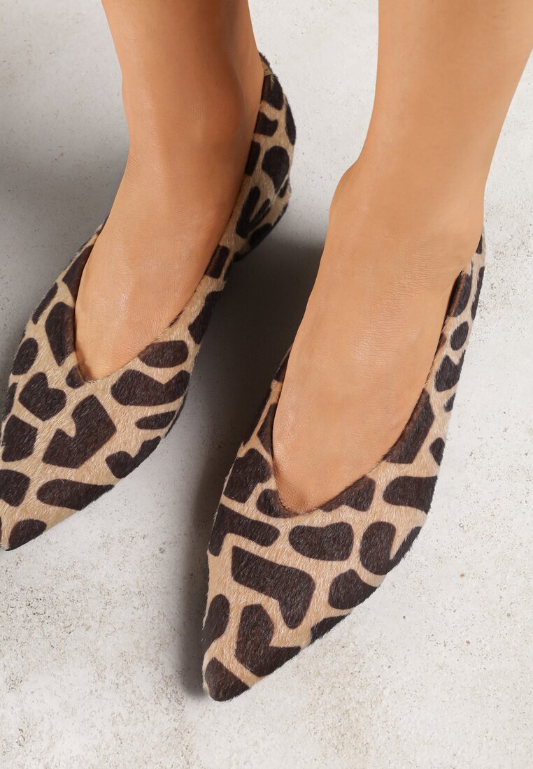 vices Pantofi cu toc Maro Leopard cu toc gros cu branț din piele Alinire