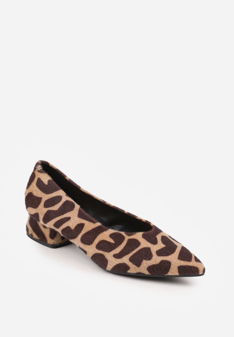 vices Pantofi cu toc Maro Leopard cu toc gros cu branț din piele Alinire