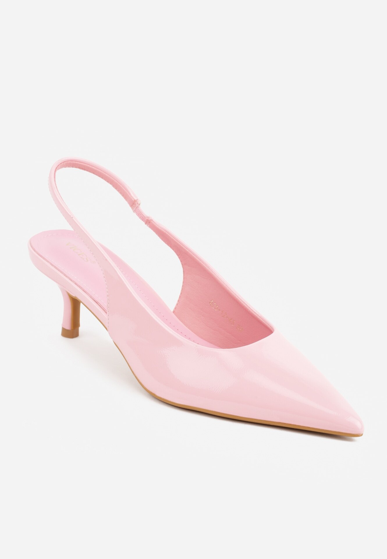 vices Pantofi cu toc Roz Slingback cu Luciu Lacuit pe Toc Pisica Sonwena