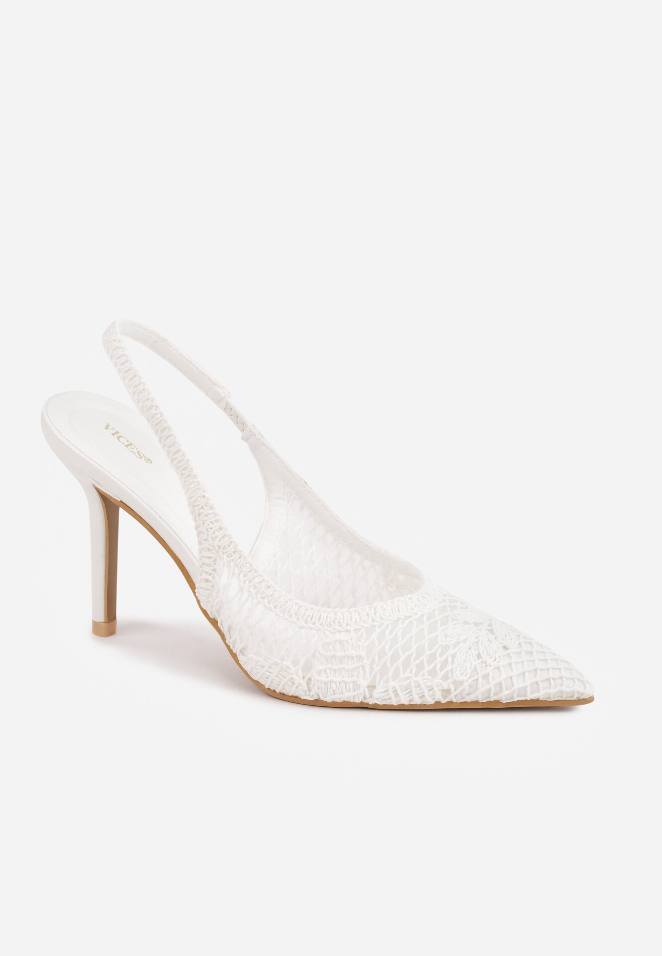 vices Pantofi cu toc Slingback cu carâmb ajurat Ernestine Albi