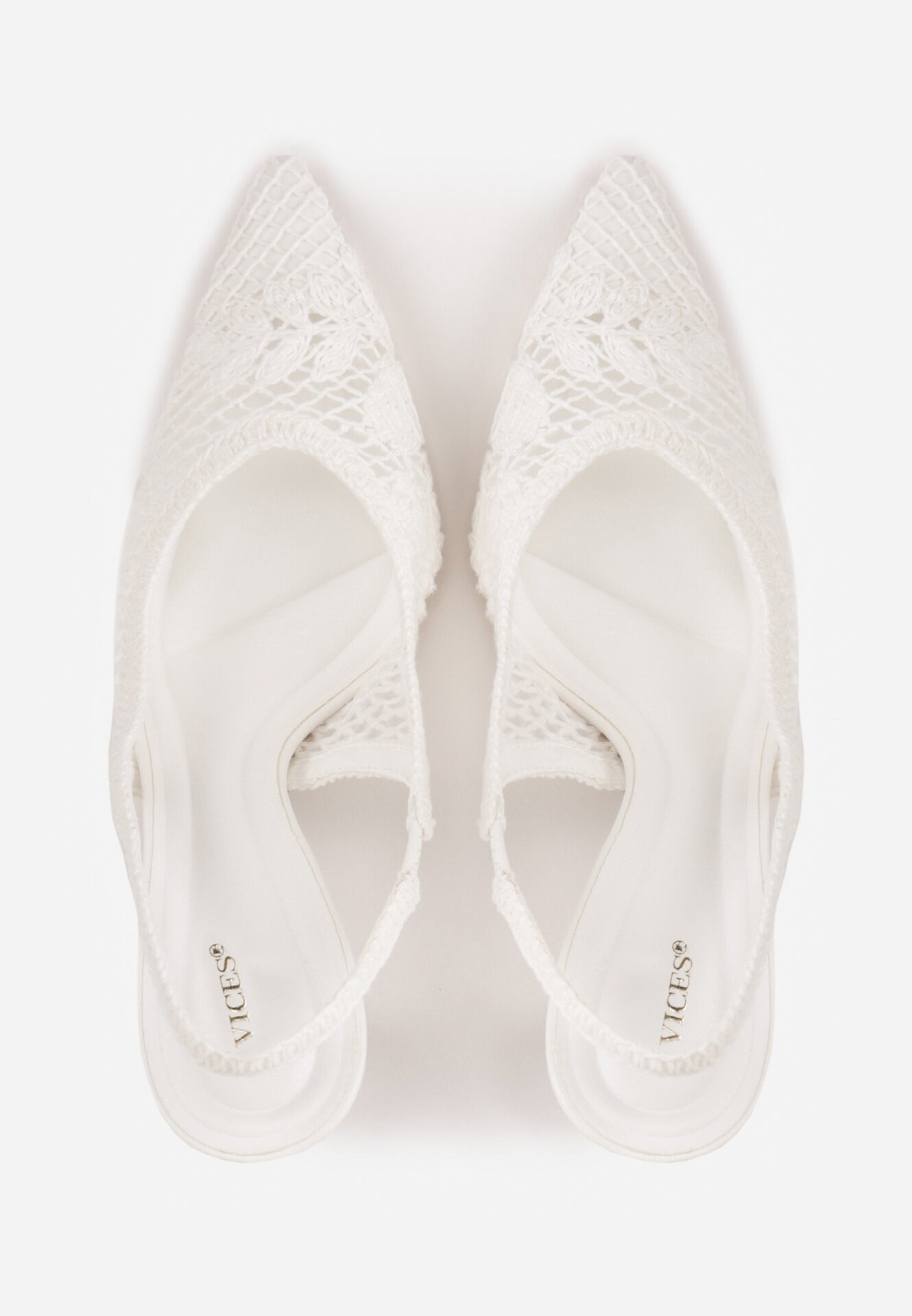 vices Pantofi cu toc Slingback cu carâmb ajurat Ernestine Albi