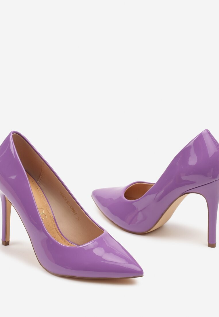 vices Pantofi cu toc subțire Violet Lăcuiți Eleganți cu Branț din Piele Naturală Innalora