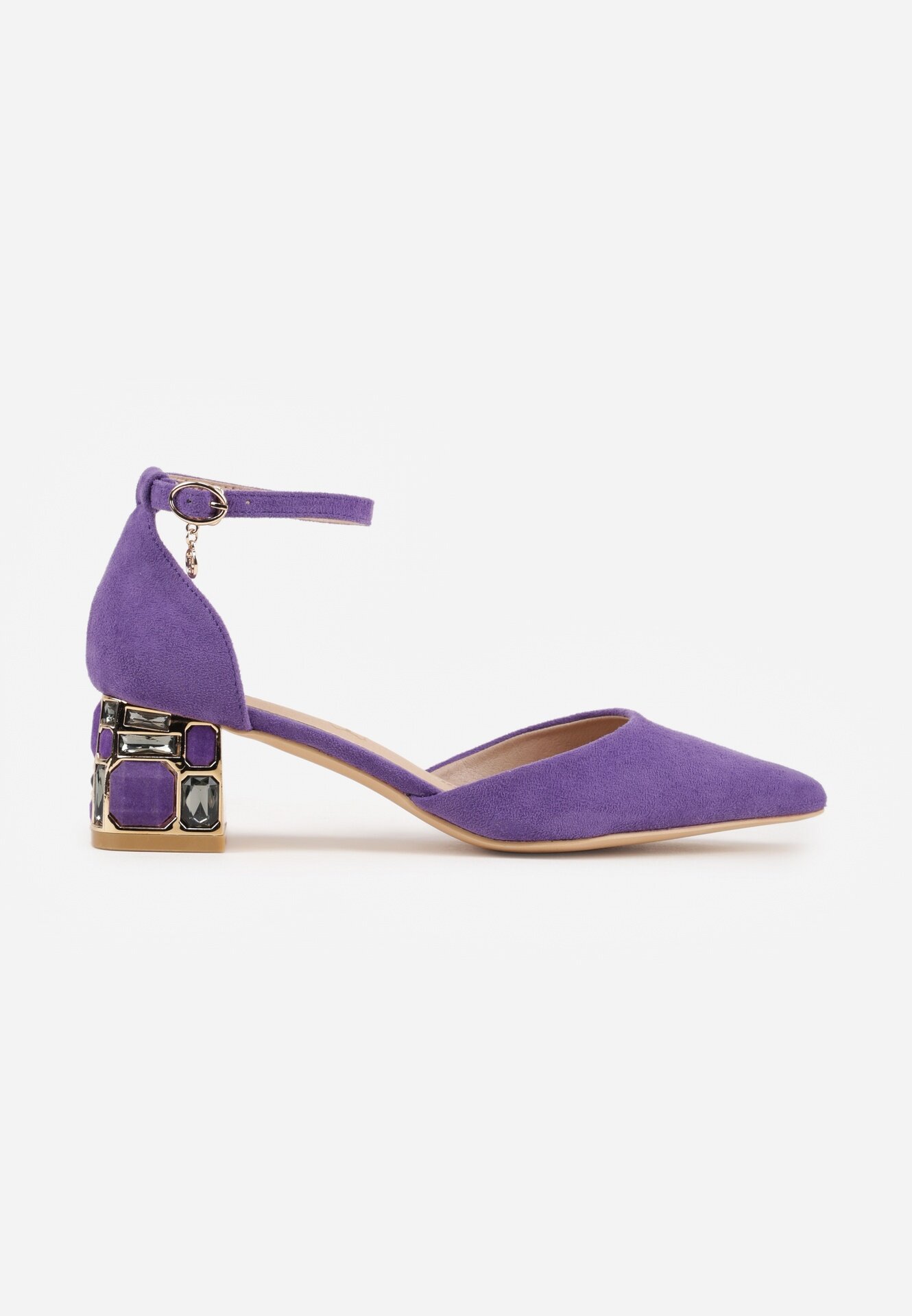 vices Pantofi cu toc Violet pe toc geometric cu brant din piele Polori