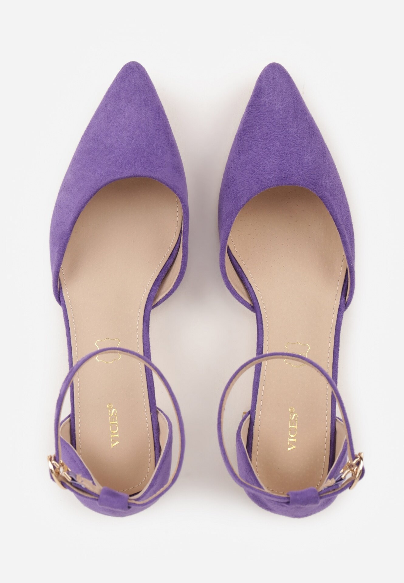 vices Pantofi cu toc Violet pe toc geometric cu brant din piele Polori