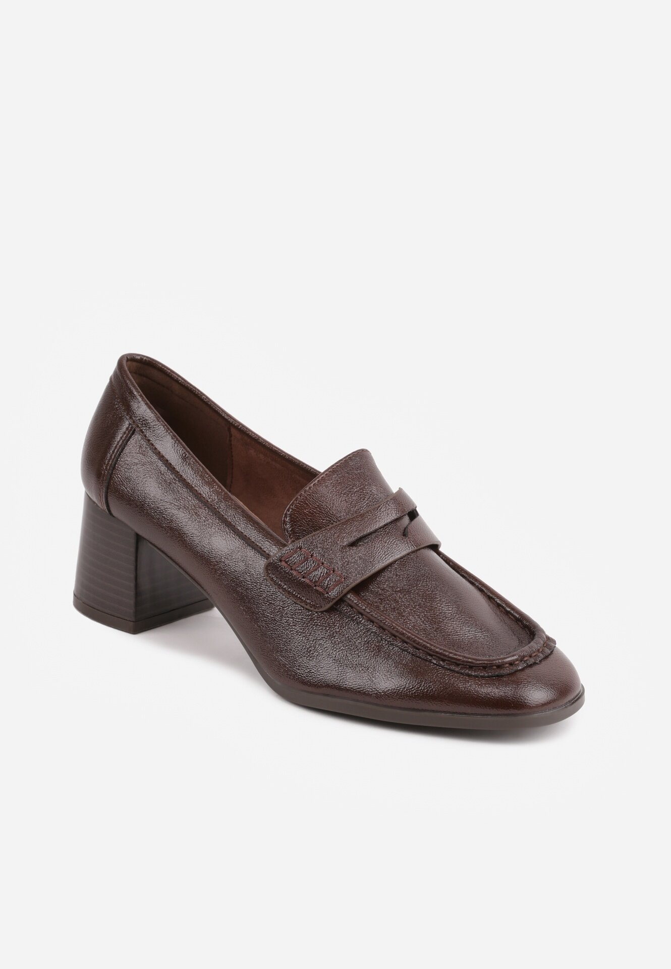 vices Pantofi în stil mocasin cu toc gros și branț din piele naturală Ilati Maro