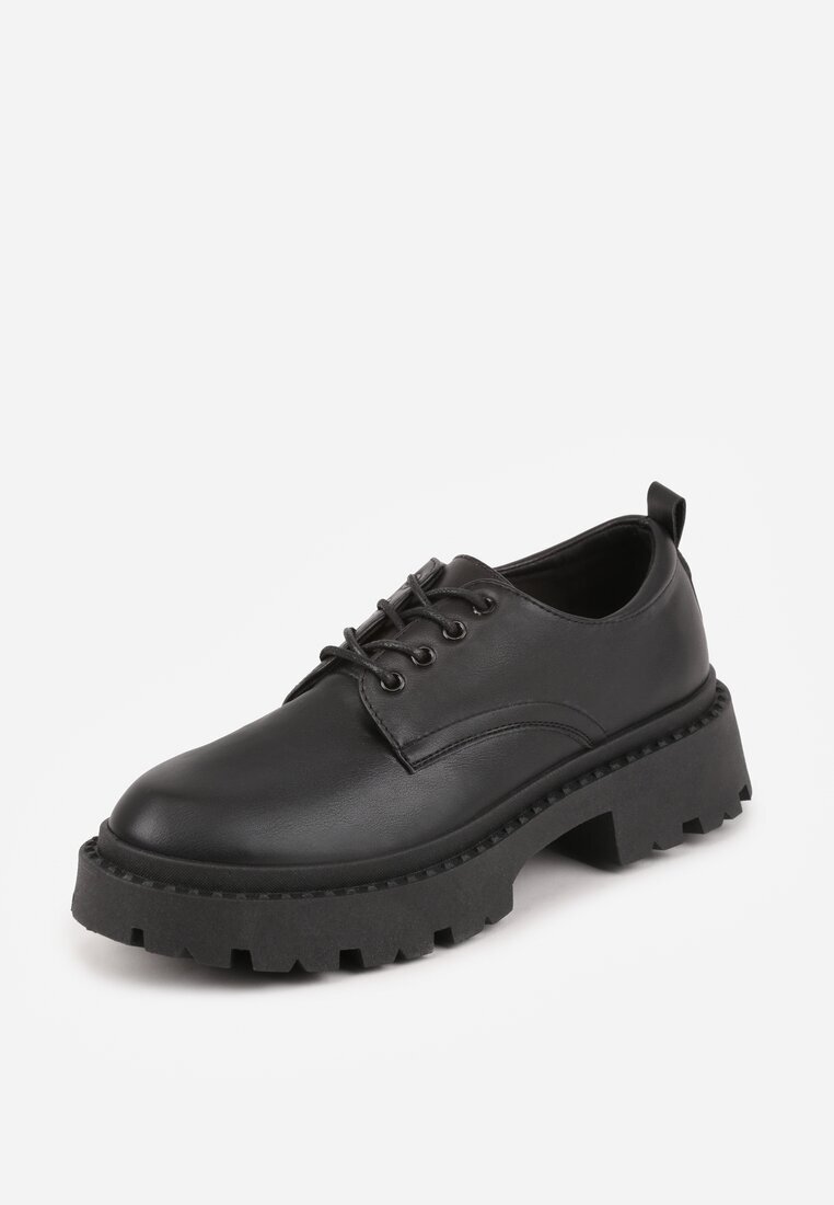 vices Pantofi Negri Eleganti Oxford cu șireturi și cu platformă Anatala