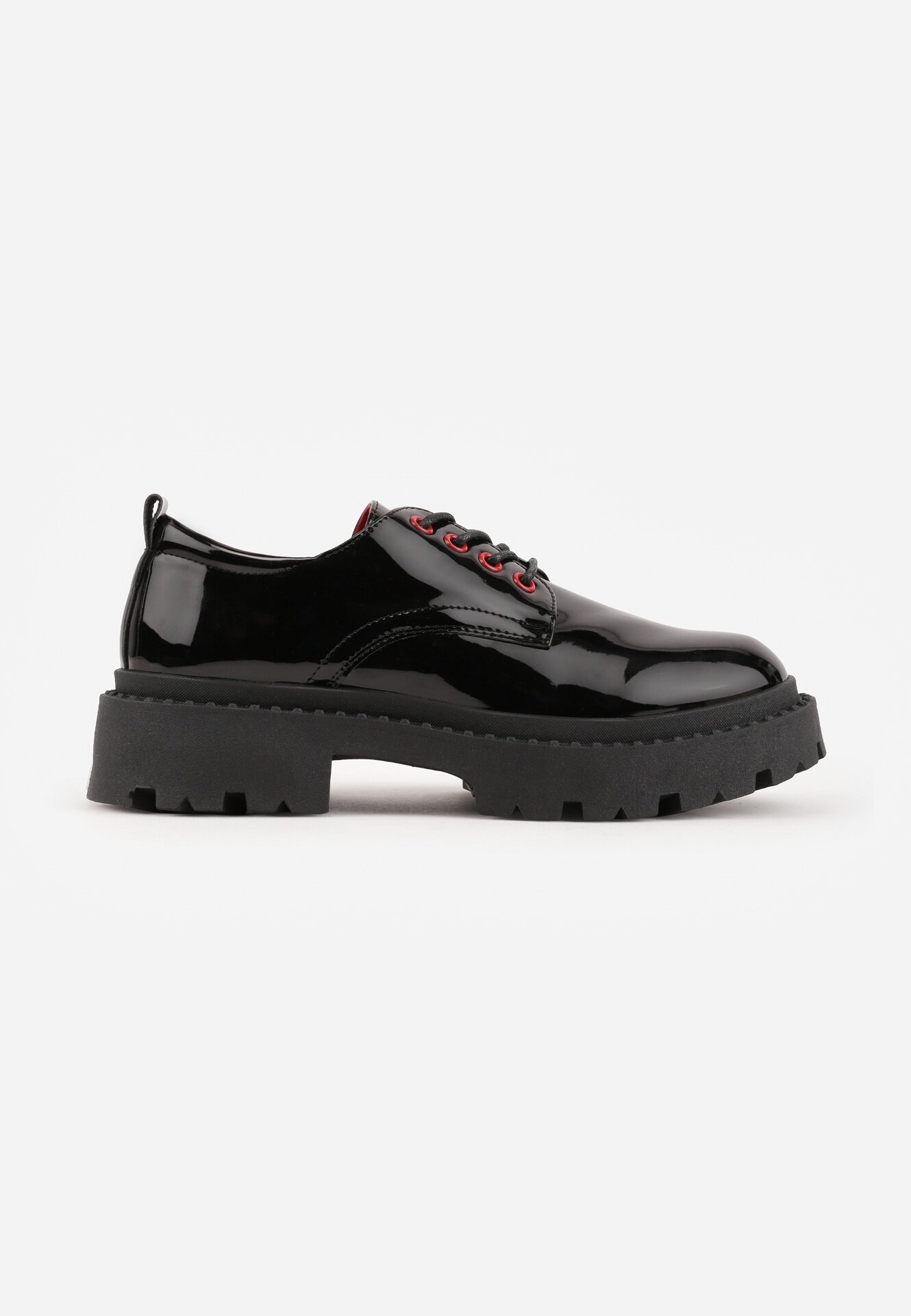 vices Pantofi Oxford Eleganți Negru-Roșu cu Șireturi și Platformă Anatala