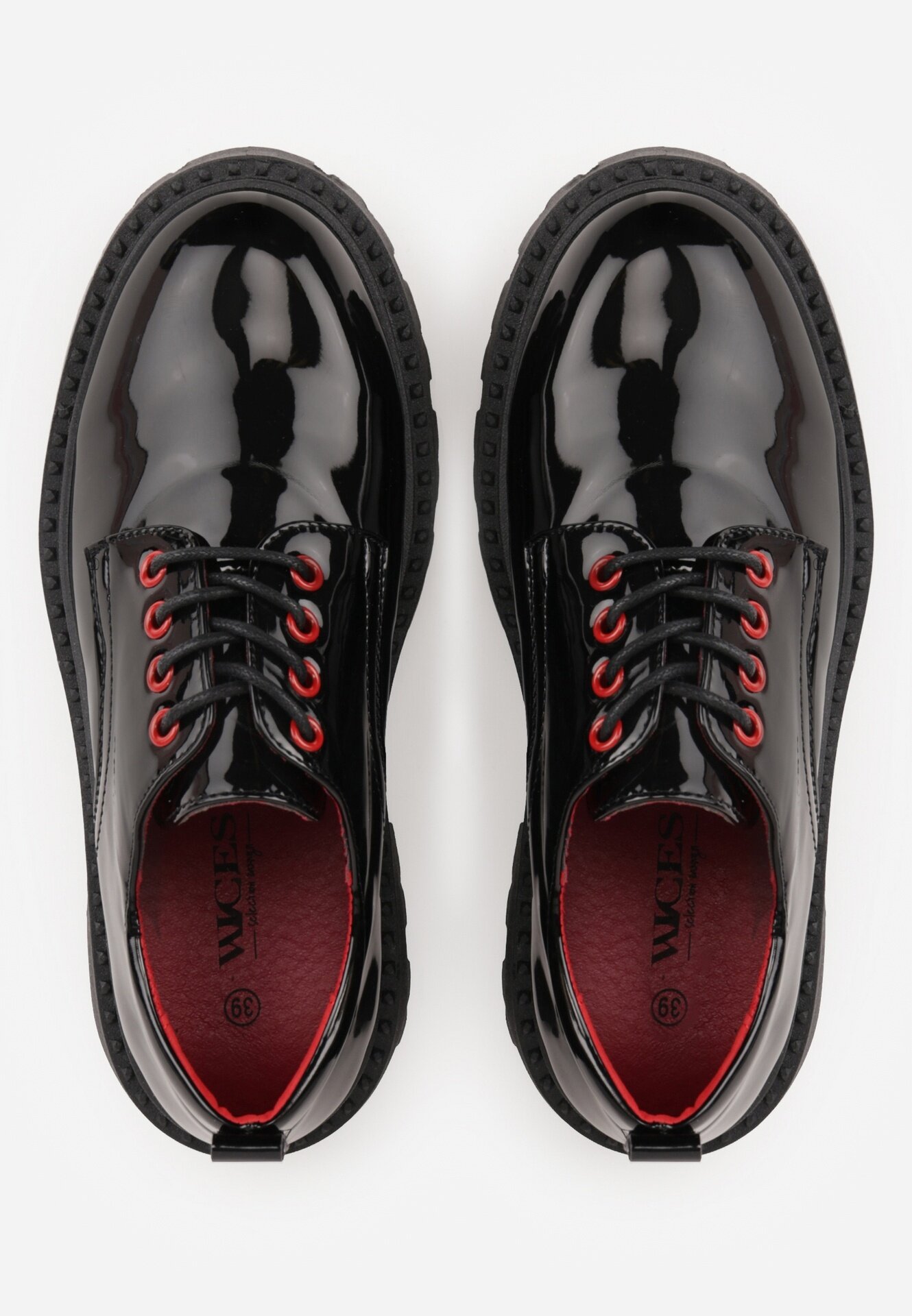 vices Pantofi Oxford Eleganți Negru-Roșu cu Șireturi și Platformă Anatala