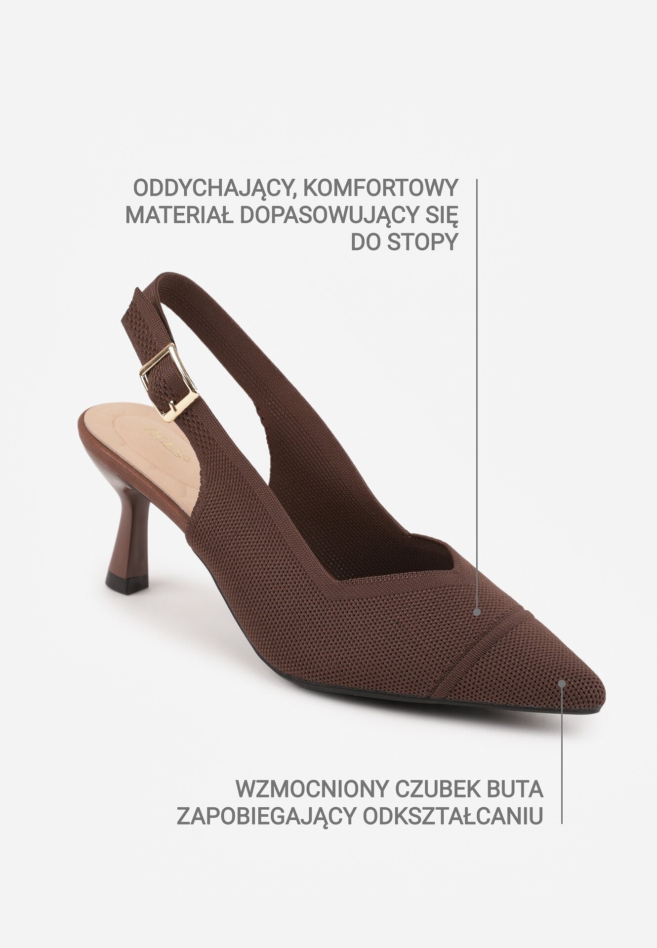 vices Pantofi slingback Maro din Țesătură cu Toc Mic și Branț Soft-Pillow Orinysha