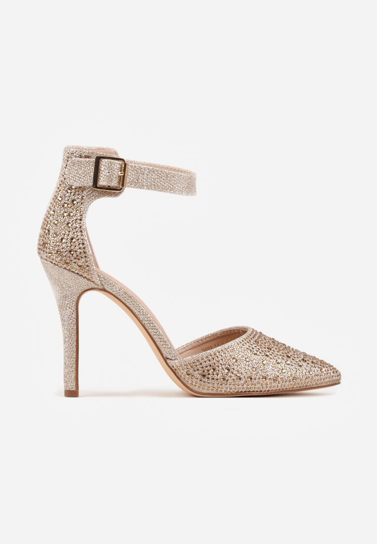 vices Pantofi stiletto Aurii cu pietre de zirconiu fine și Brant din piele Vortinia