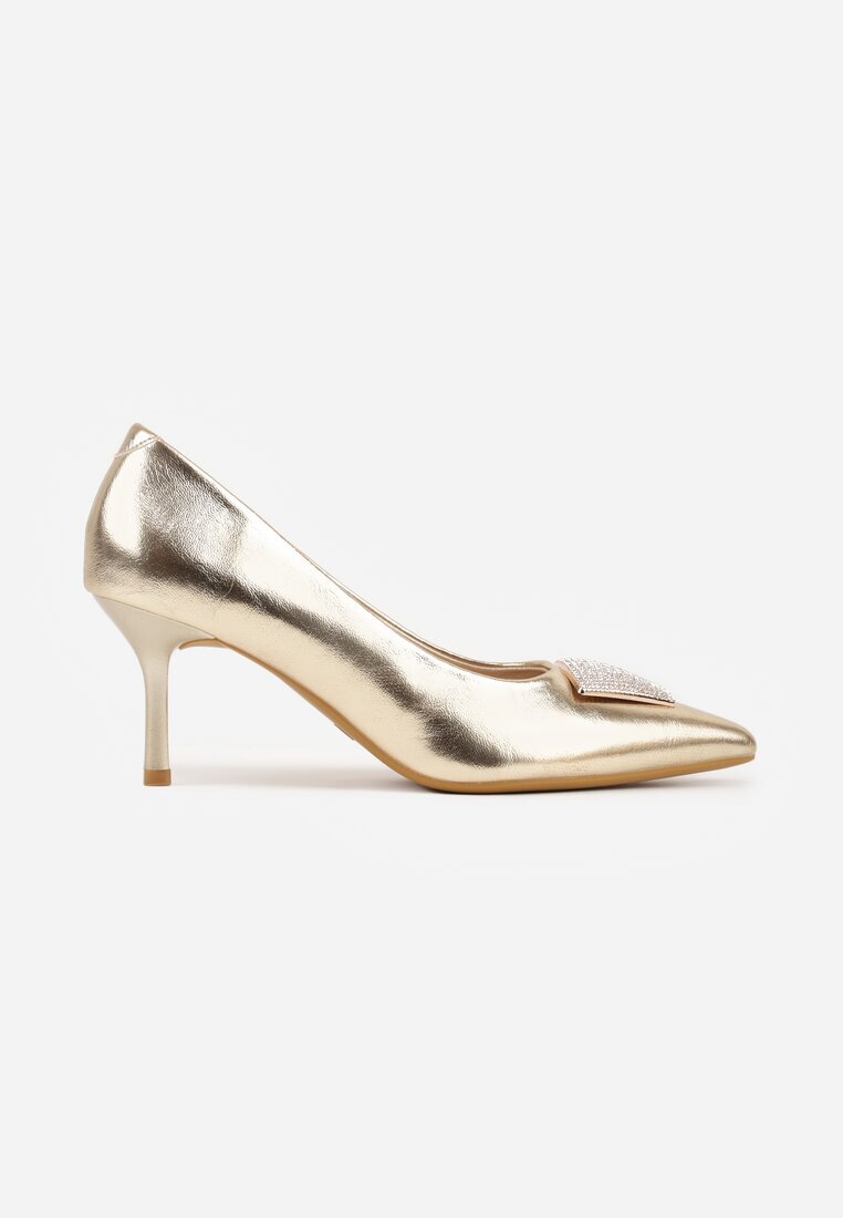 vices Pantofi stiletto aurii decorați cu aplicație de zirconii Niravine