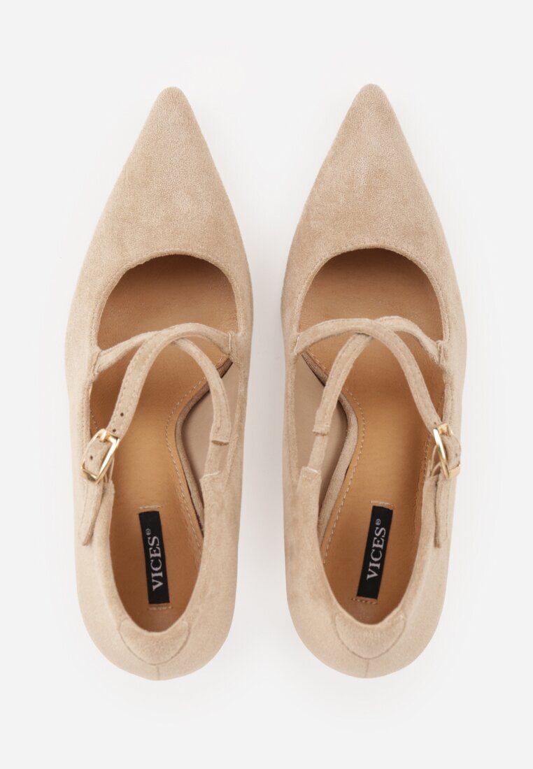vices Pantofi stiletto bej cu barete decorative Tamorniel