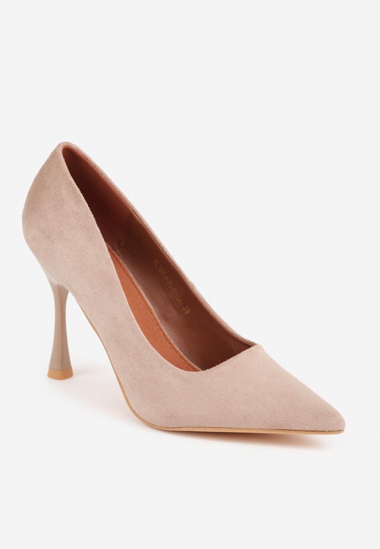 vices Pantofi stiletto Bej închis cu toc clepsidră cu brant din piele Enaille