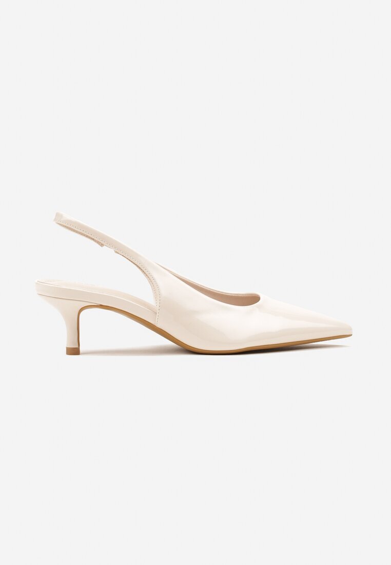 vices Pantofi stiletto Bej Slingback cu Luciu Lăcuit pe Toc Kitten Sonwena