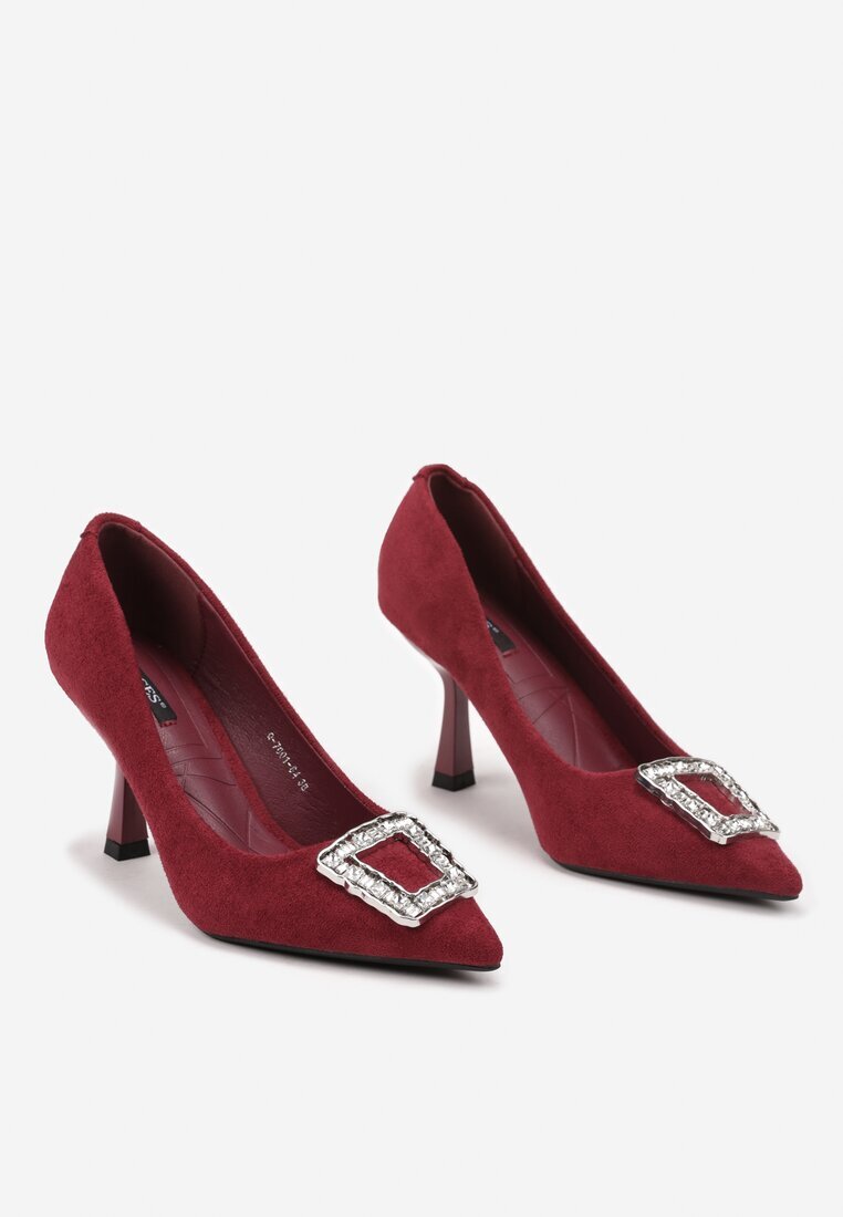 vices Pantofi stiletto Bordeaux Decorați cu cataramă cu zirconii Lalabria