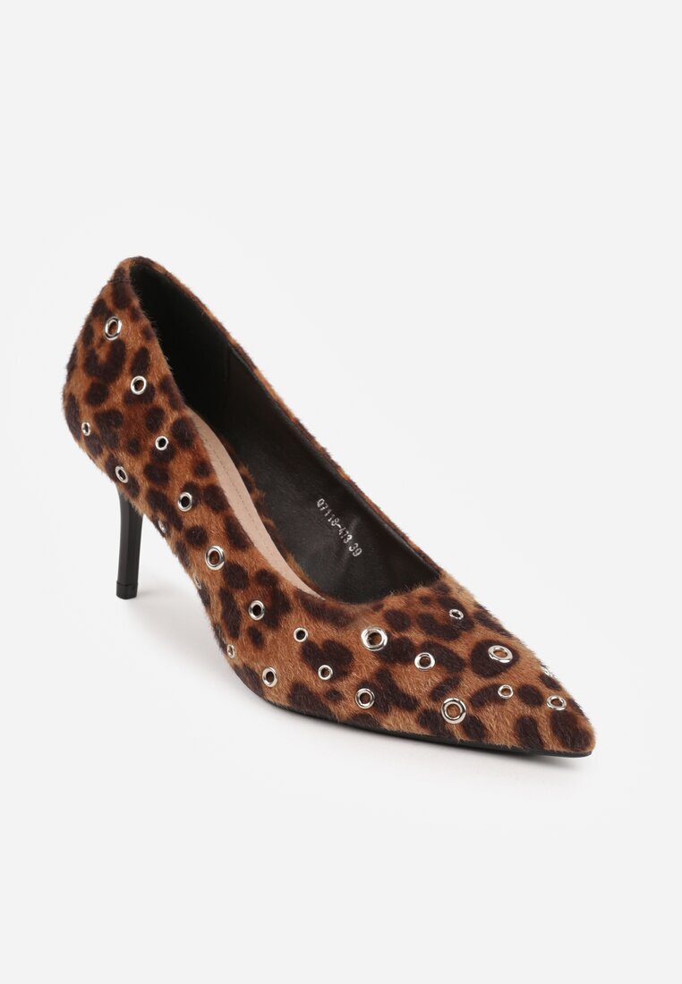 vices Pantofi stiletto Leopard decorați cu nituri cu branț din piele naturală Rilinessa