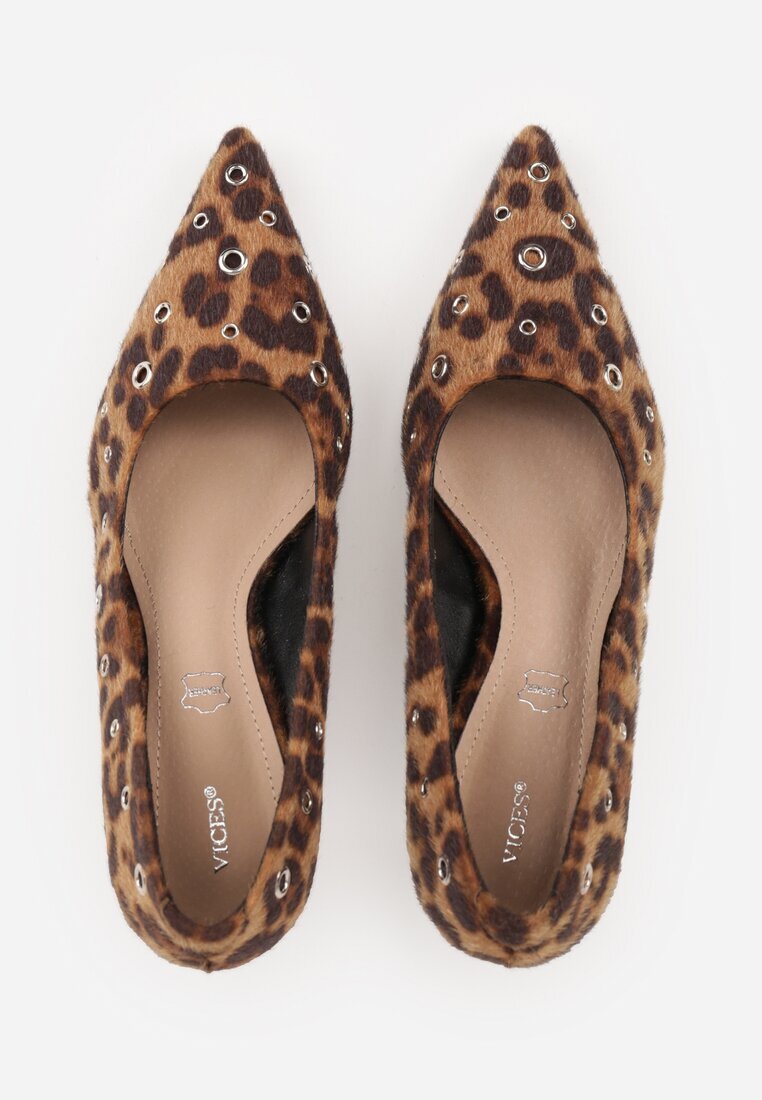 vices Pantofi stiletto Leopard decorați cu nituri cu branț din piele naturală Rilinessa