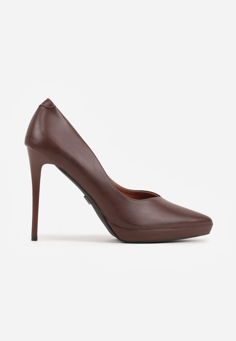 vices Pantofi stiletto Maro cu talpă groasă cu branț din piele naturală Ahrrie